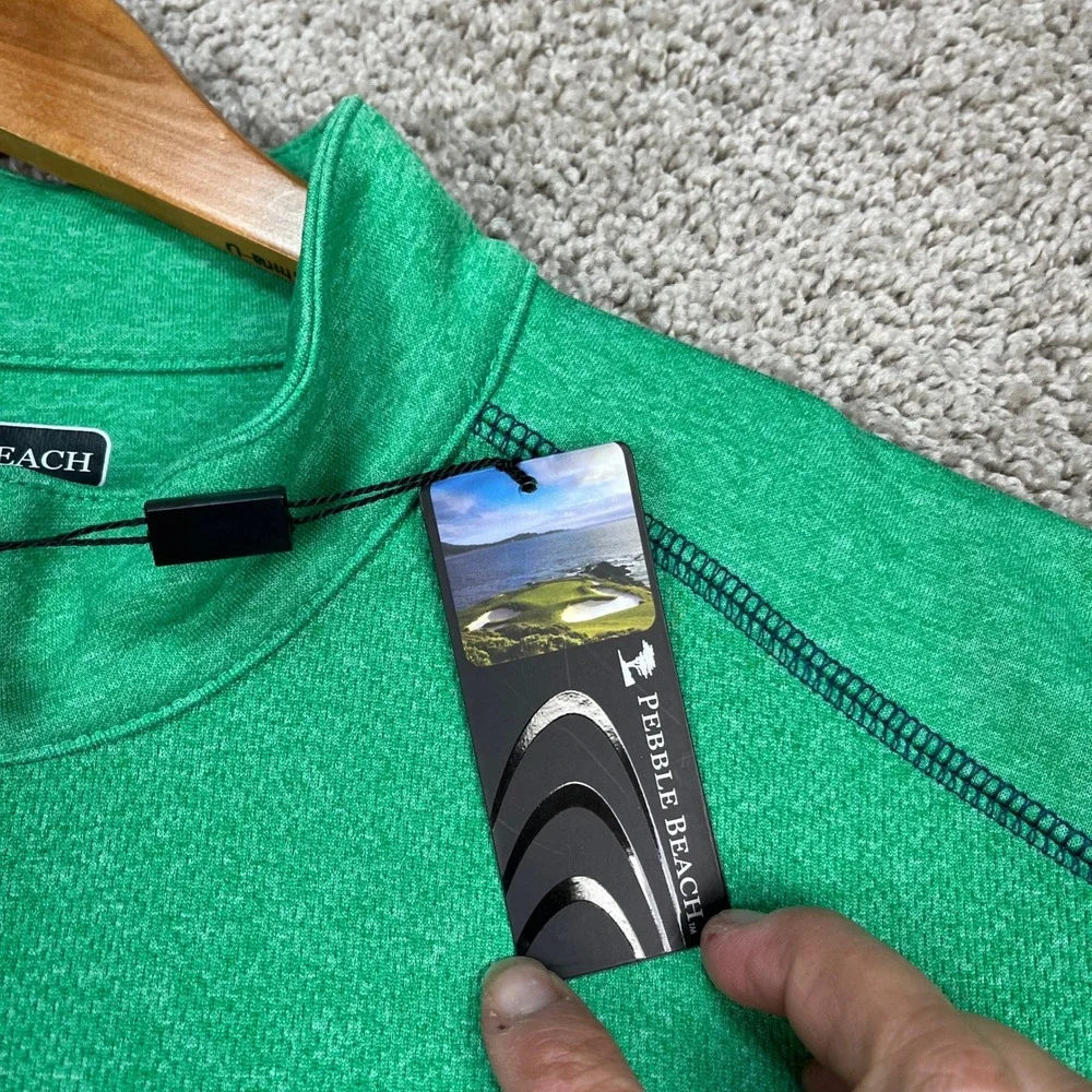 Pebble Beach Pullover Mens XL Green Heathered Quarter Zip Golf Performance‎ NEW